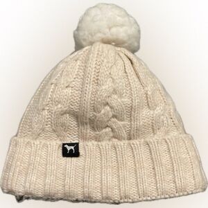 PINK Victoria's Secret Cream Cable Knit Beanie